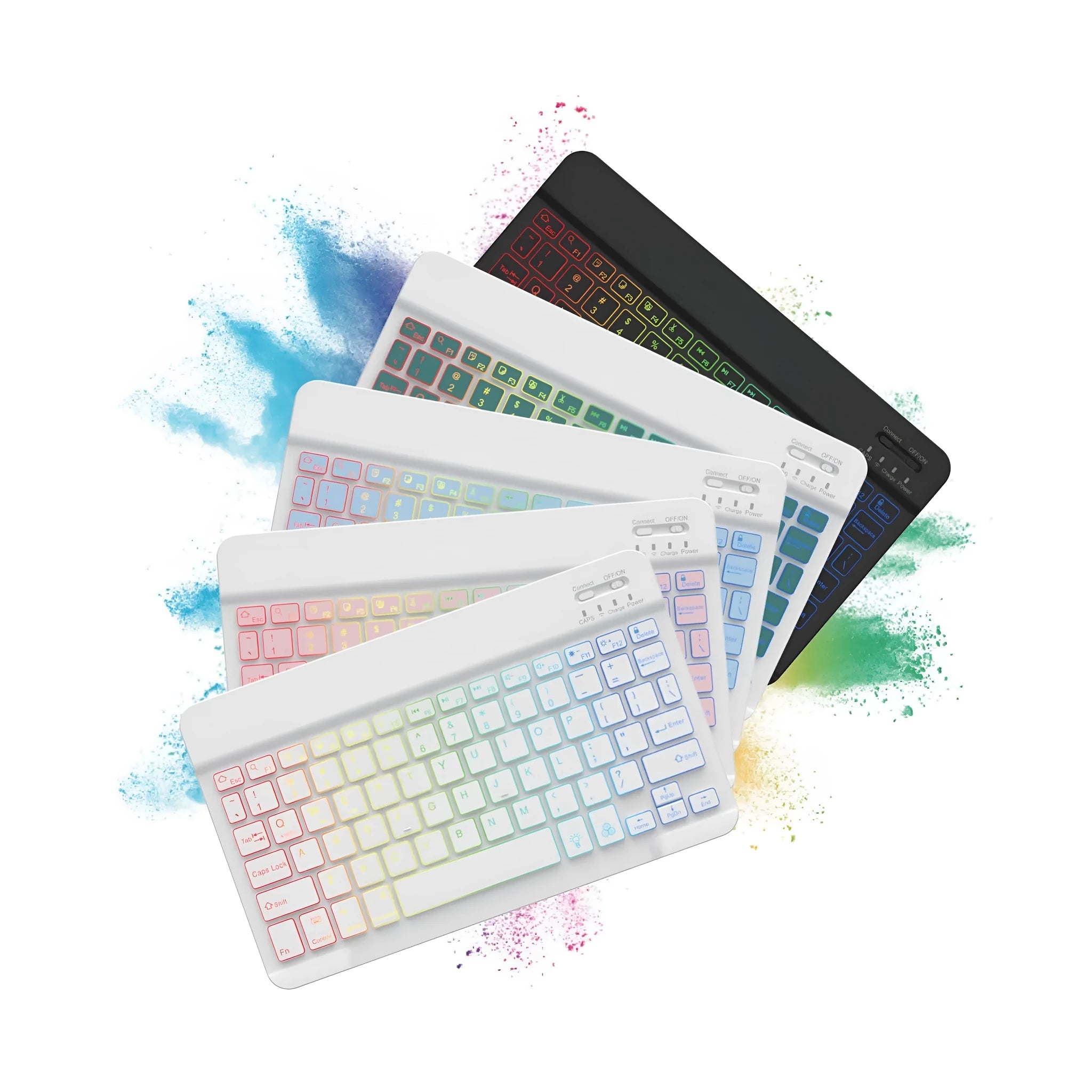10-inch backlit Bluetooth wireless keyboard for tablets and mobile phones in various colour options
