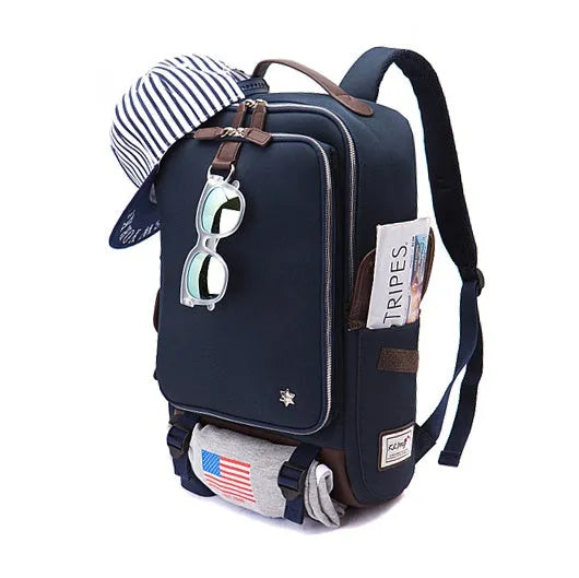 Modern men's Oxford cloth backpack in multiple colours showing large capacity design.