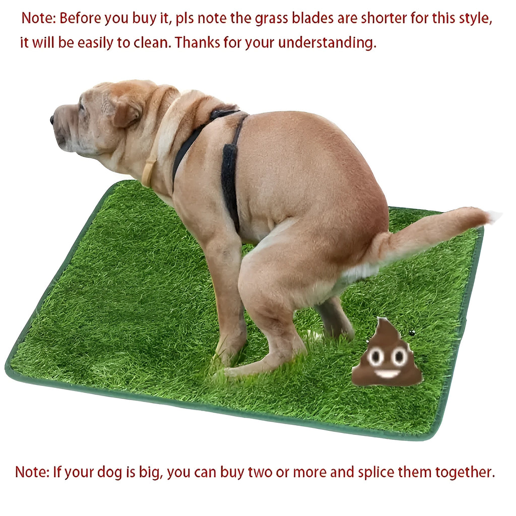 Artificial grass dog toilet training mat showing three size options for indoor pet training
