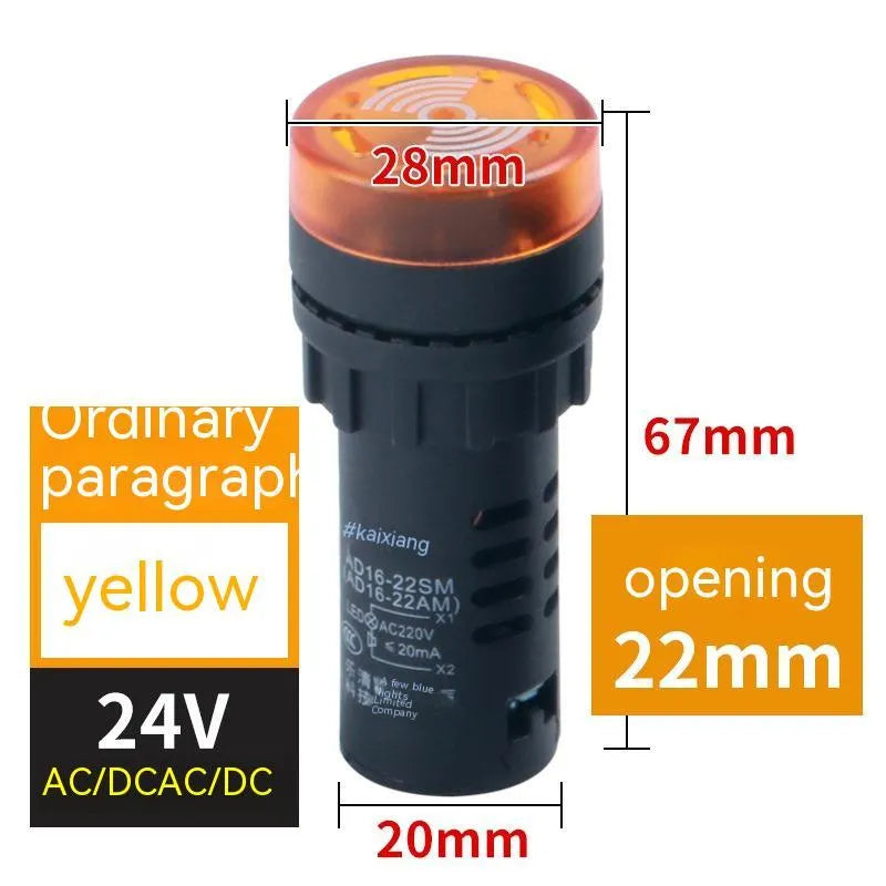 AD16-22SM model red LED flashing sound and light buzzer for 22mm panel mount.