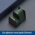 Green zinc alloy and leather car dashboard glasses clip nose pad organiser