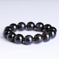 Natural Icy Obsidian crystal Pi Xiu bracelet with geometric beads in ethnic style