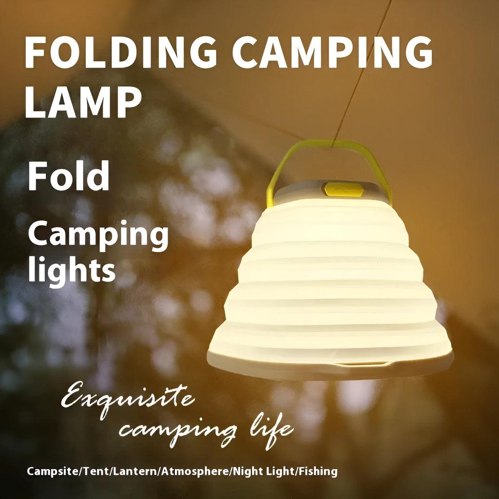 White camping lamp with single-key switch for tent lighting and outdoor use