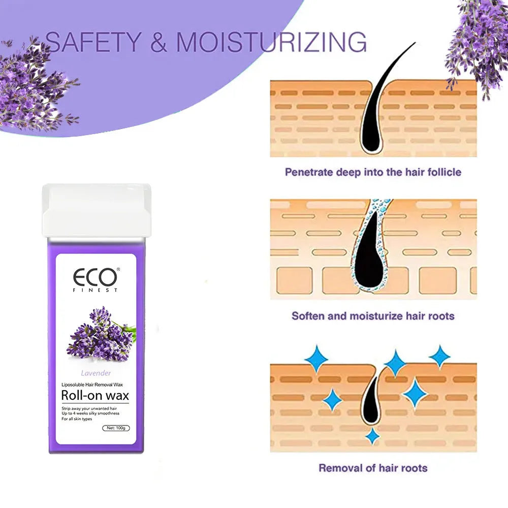 Lavender-scented hair removal wax for full body depilation on any skin type