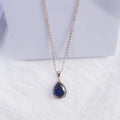 Drop shape women's necklace with rose gold electroplating and rhinestone geometric design in pink colour