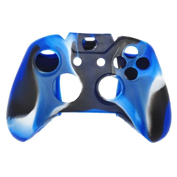 XBOX ONE gamepad inside a transparent silicone protective case on a dark surface.