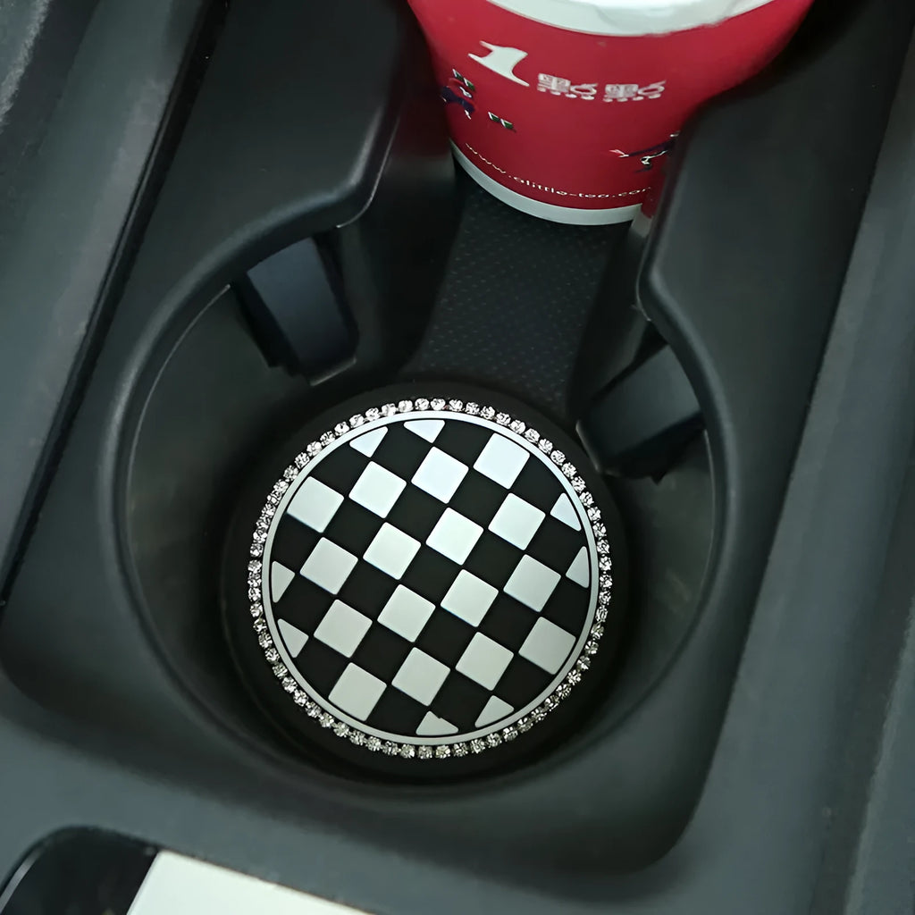 PVC plastic car cup holder coaster mat in a choice of four pattern designs.