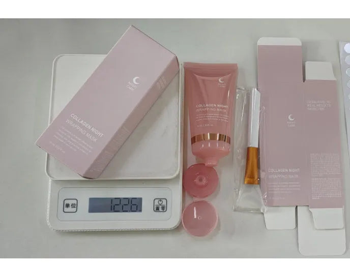75ml collagen night face mask bottle with application brush for peel-off firming treatment