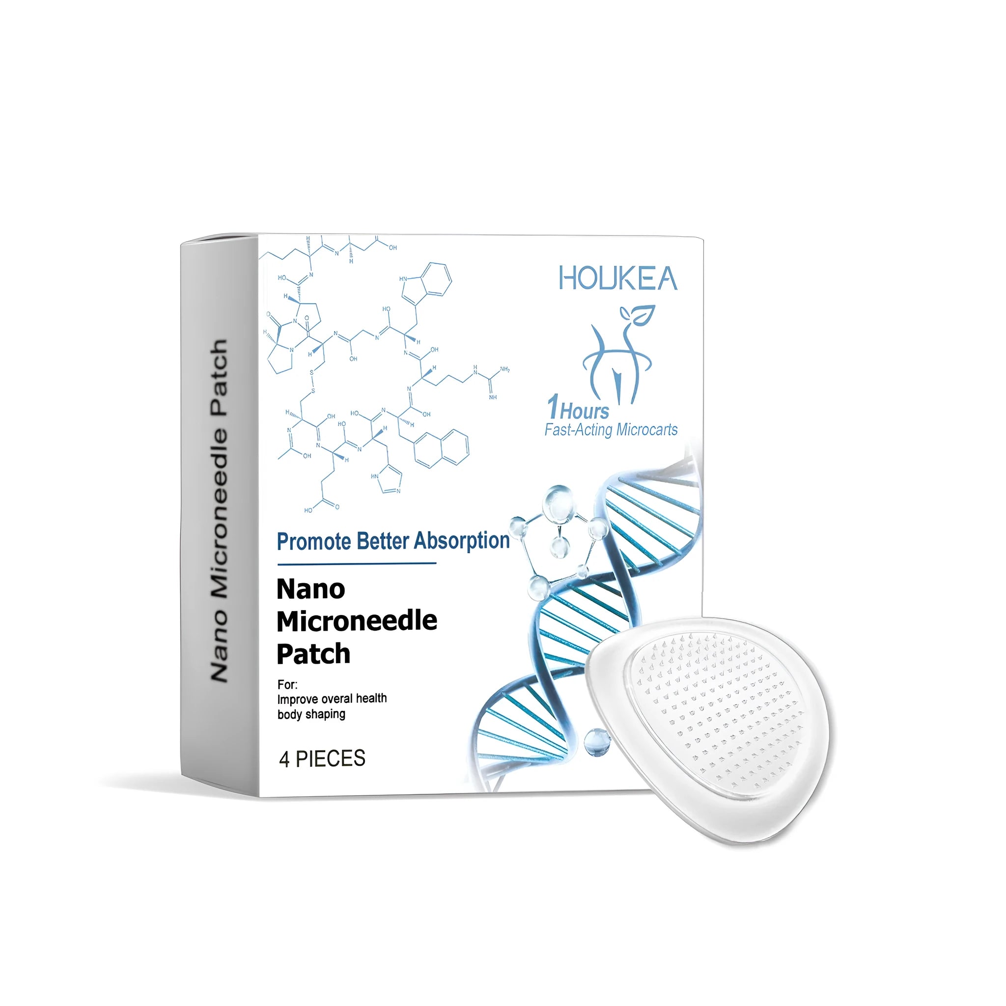 Four nano microneedle patches containing Paeonia root, ginger, and cinnamon oil in protective packaging