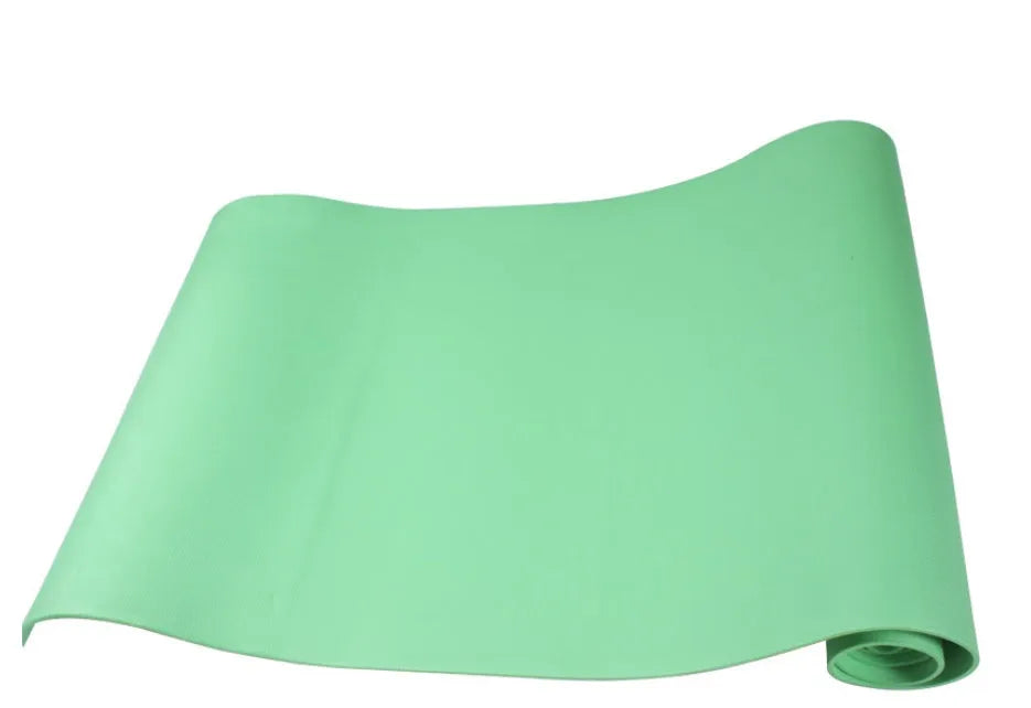 EVA yoga mat in blue showing textured anti-skid surface with thickness options