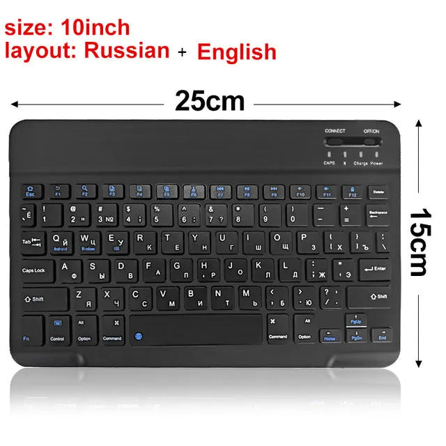 Mini Bluetooth wireless keyboard in black or white colour with compact design for tablets