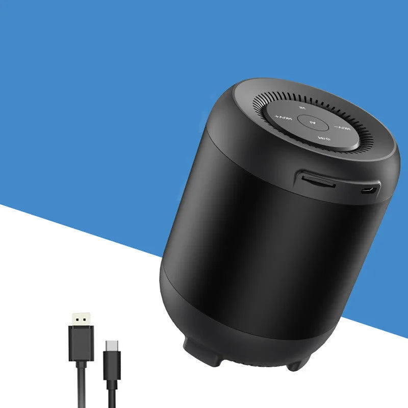 Black and white AI voice control Bluetooth speaker with button controls and USB port.