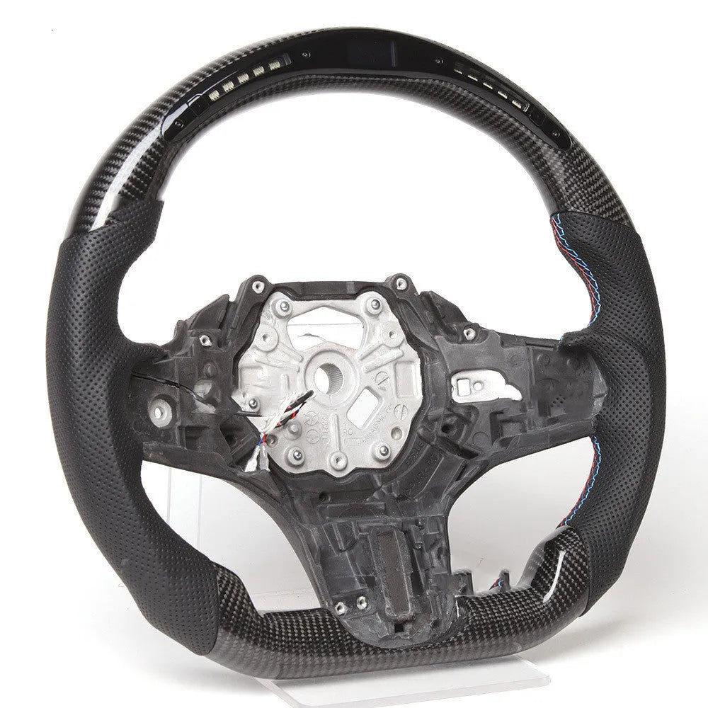 Black carbon fibre BMW X3 X5 steering wheel with LED display and multifunctional controls