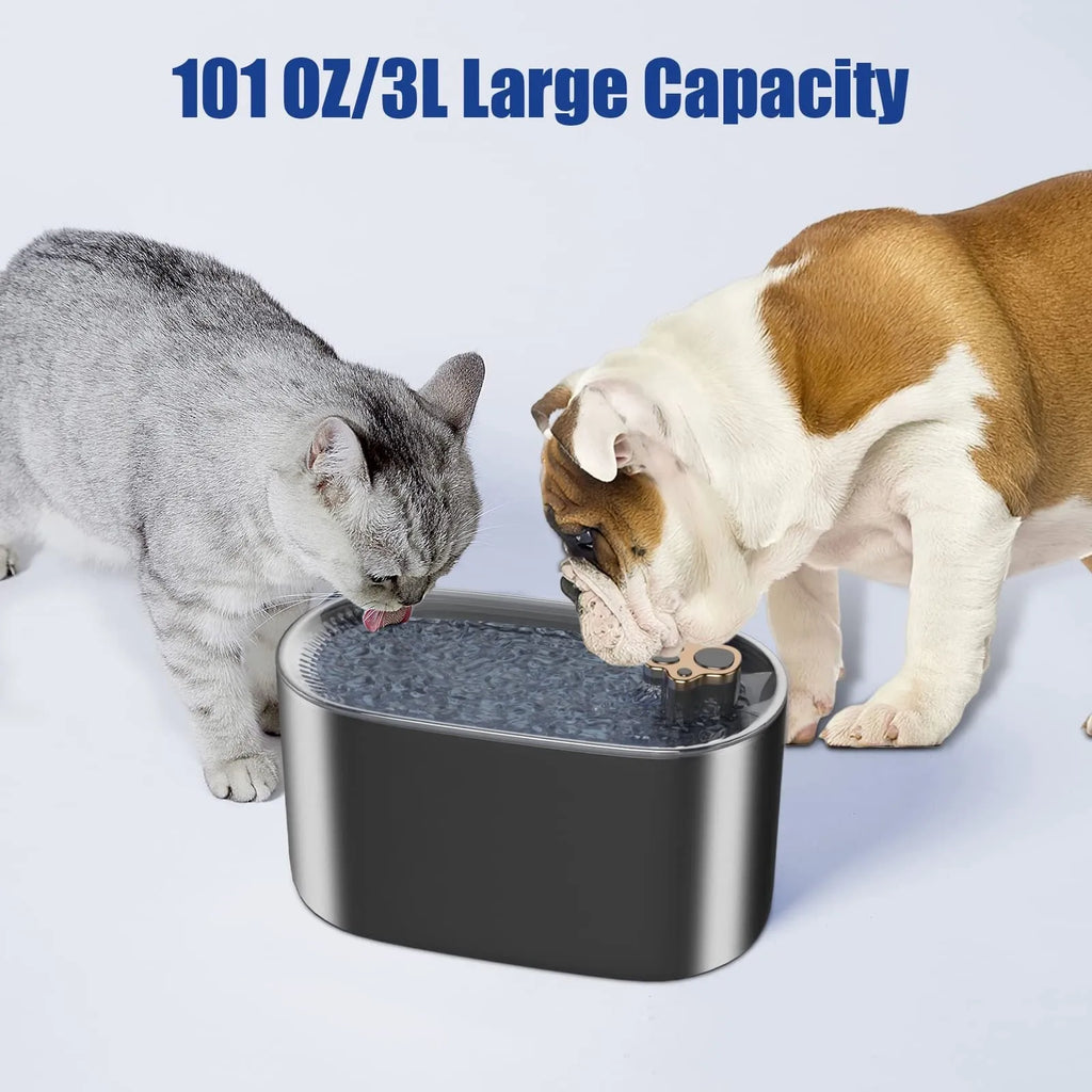 3L automatic pet water fountain with LED light, quiet pump, and triple filter system for cats and dogs