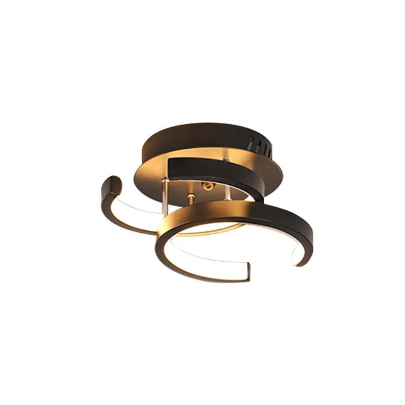 Commercial corridor aisle LED ceiling light in black double semicircle design with remote control