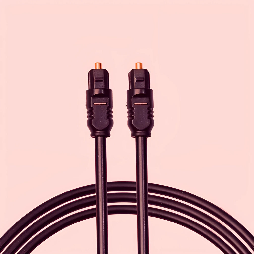 Black Toslink digital optical audio cable with square mouth 4mm connectors, 2 metre length