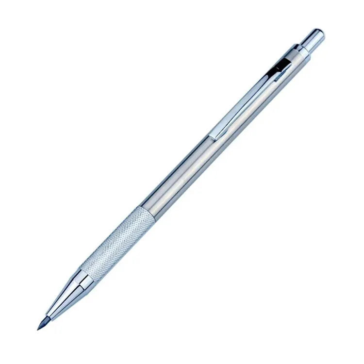 Metal automatic mechanical pencil with multiple lead size options including 0.5mm and 0.7mm