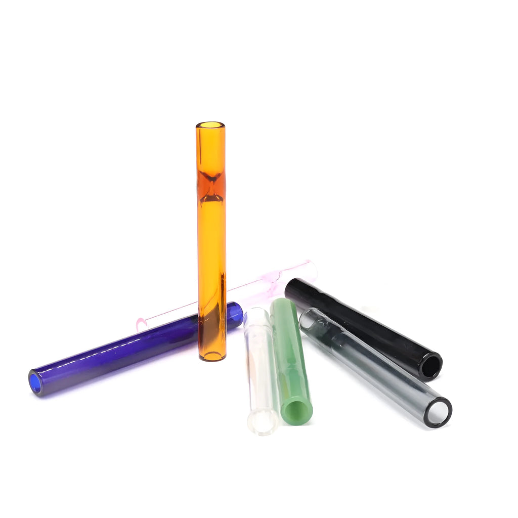 Clear glass telescopic straight smoke pipe with a suction nozzle