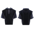 Men's black hooded sports leisure suit with three-dimensional stitching on jacket and trousers