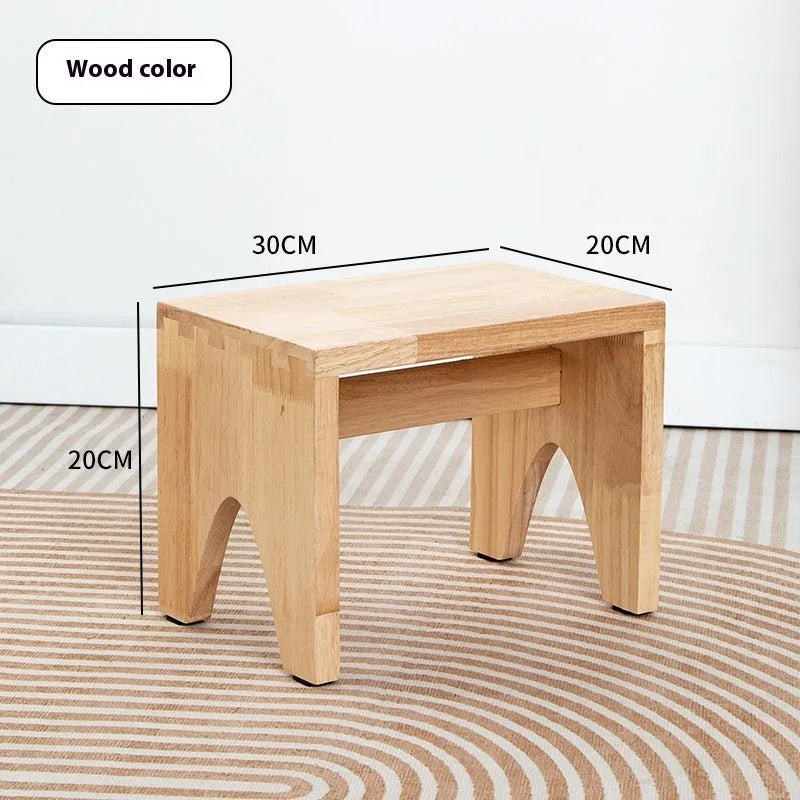 Distressed finish wooden changing stool with bracket structure for living room use