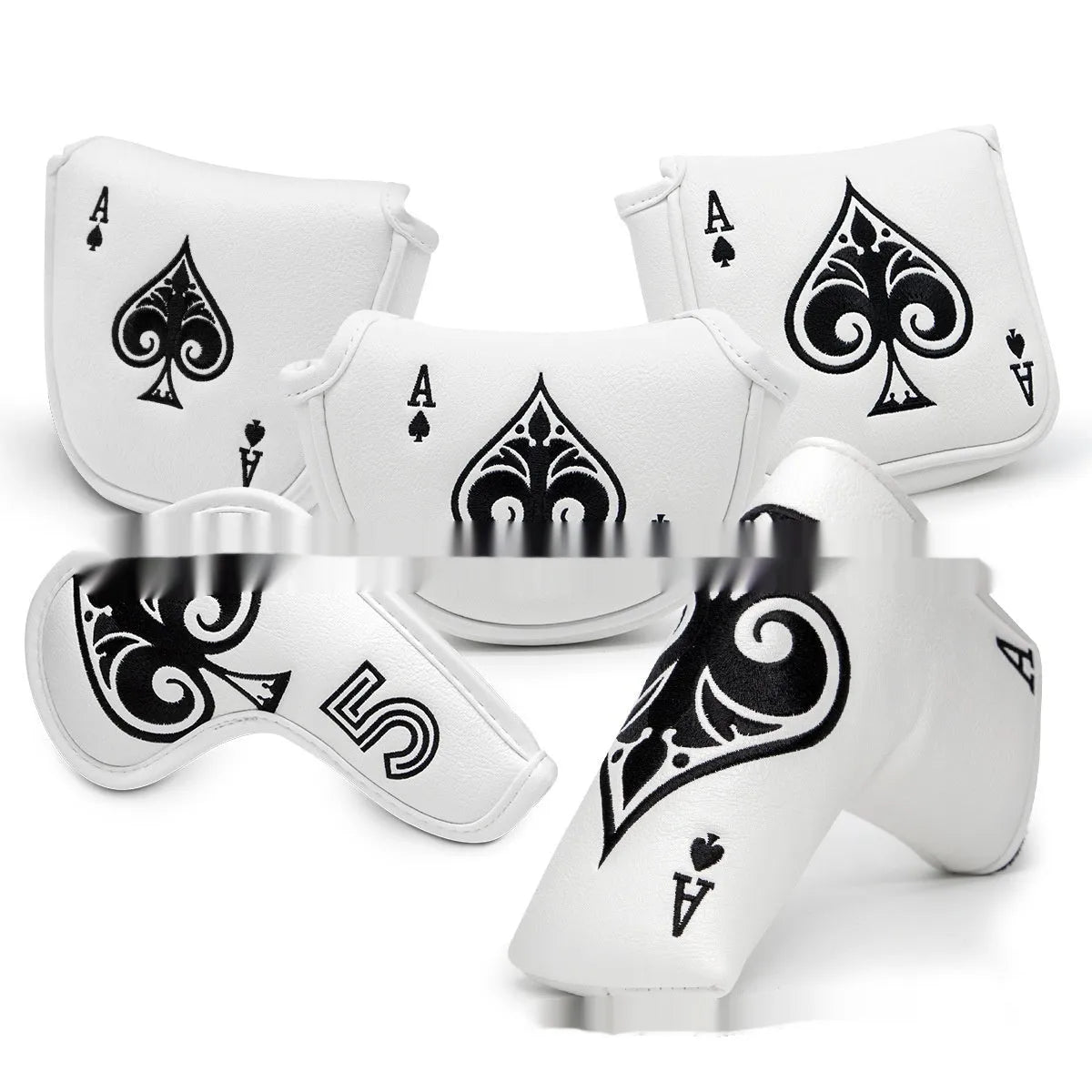 Flexible PU golf putter sleeve cover for club head protection, shown in one of three available colour options.
