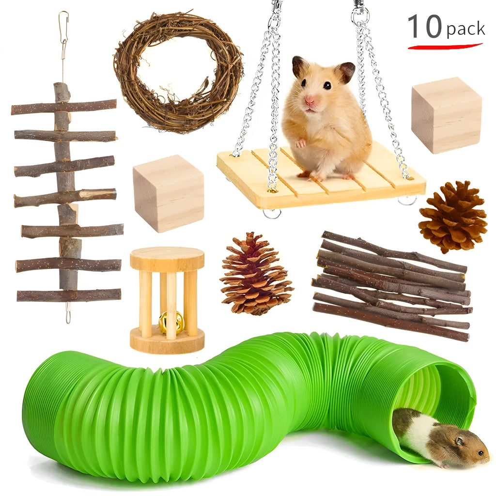 Wooden chew toy bundle set for rabbits, guinea pigs and parrots