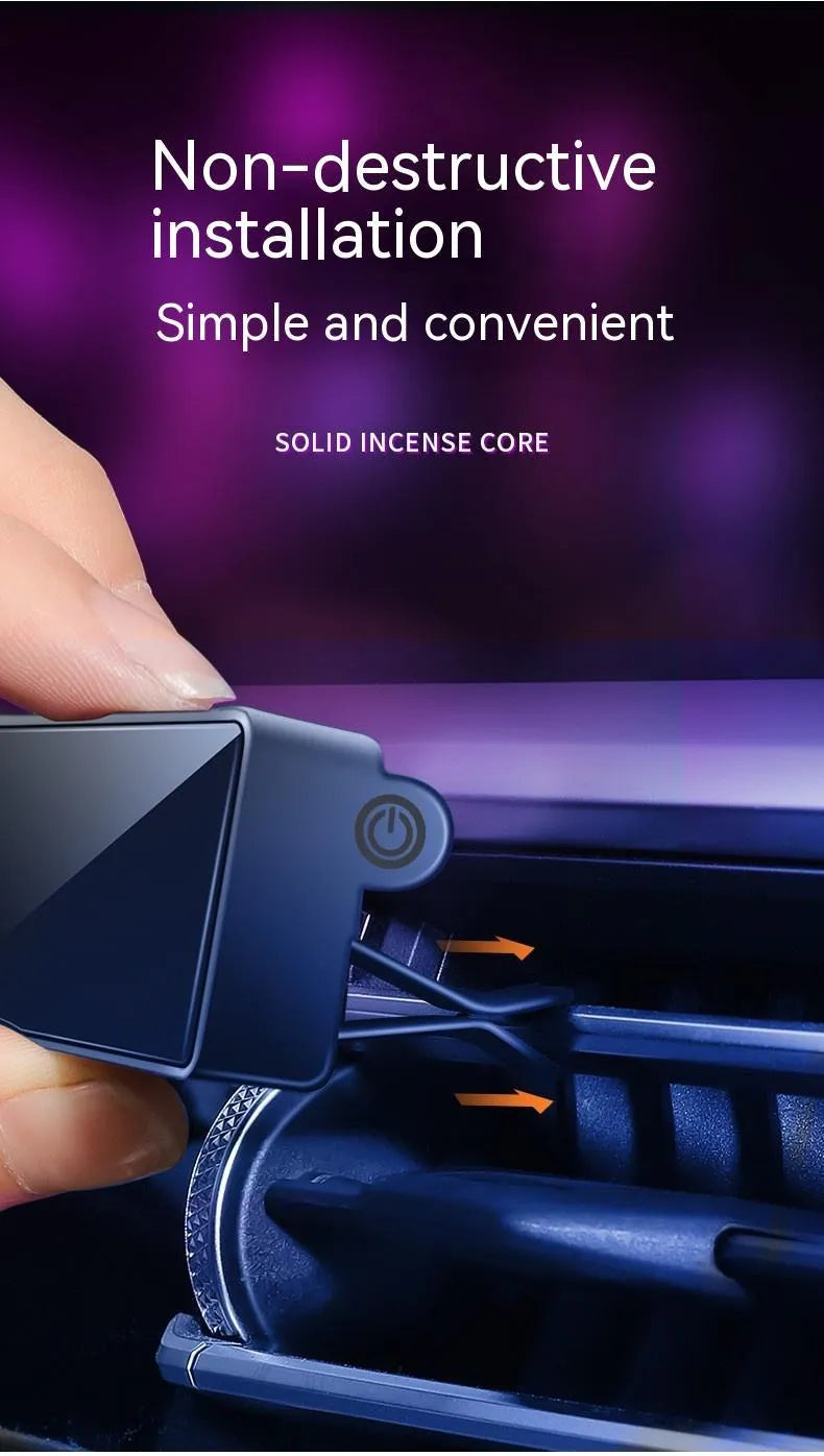Black car vent aromatherapy diffuser with LED lights and removable fragrance sticks