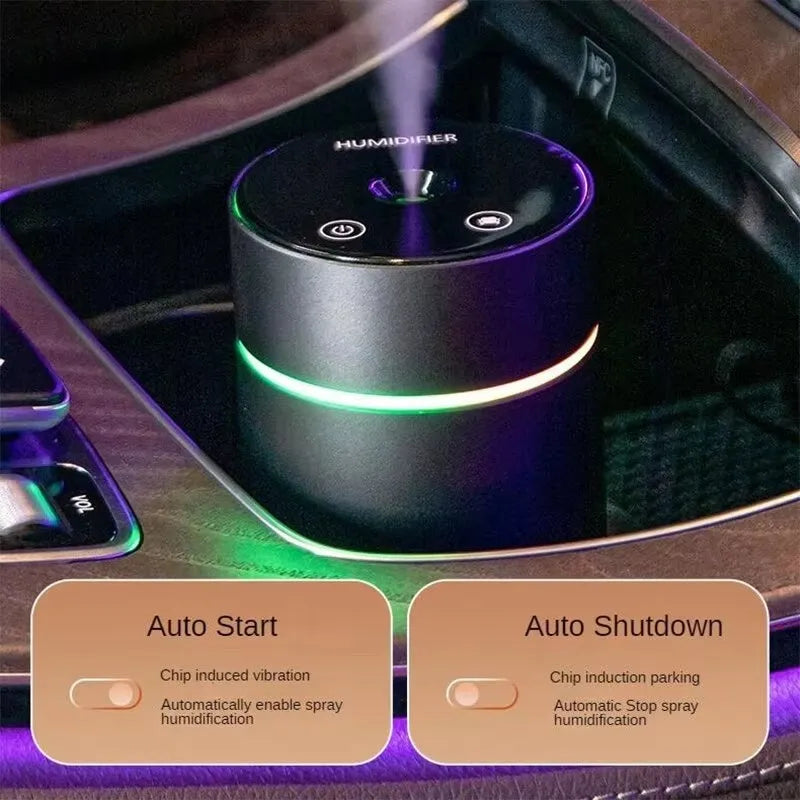 Aluminium car humidifier with essential oil diffuser function, 260ml capacity, USB powered