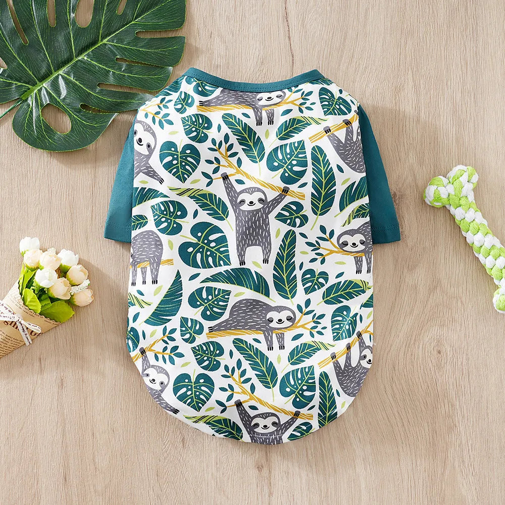 Printed casual polyester t-shirt for a small dog, showing one of six available colour designs.