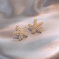 Pineapple starfish pearl earrings in Korean style with alloy construction and electroplated finish