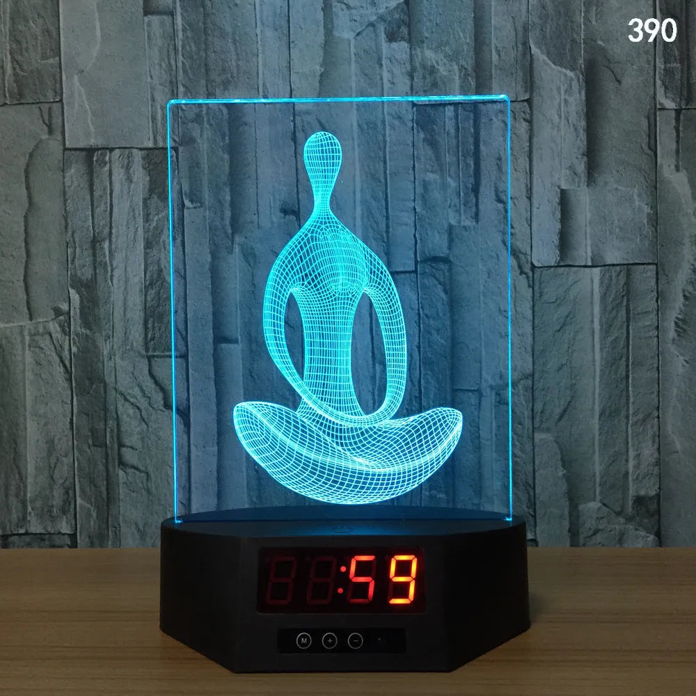 Glowing blue dolphin 3D LED table lamp with remote control on a wooden surface.