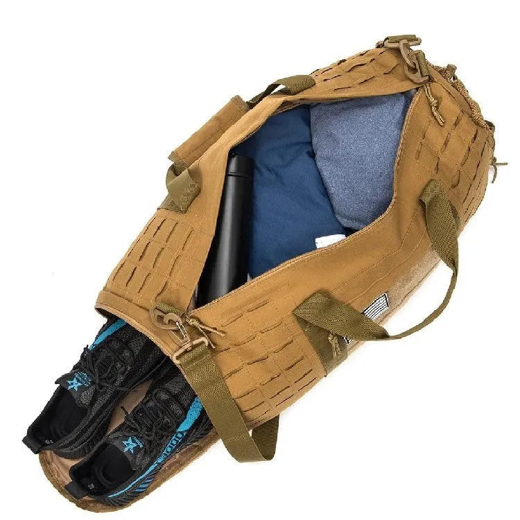 Men's khaki Oxford cloth sports handbag with air pillow shoulder strap, 56x26x25cm dimensions