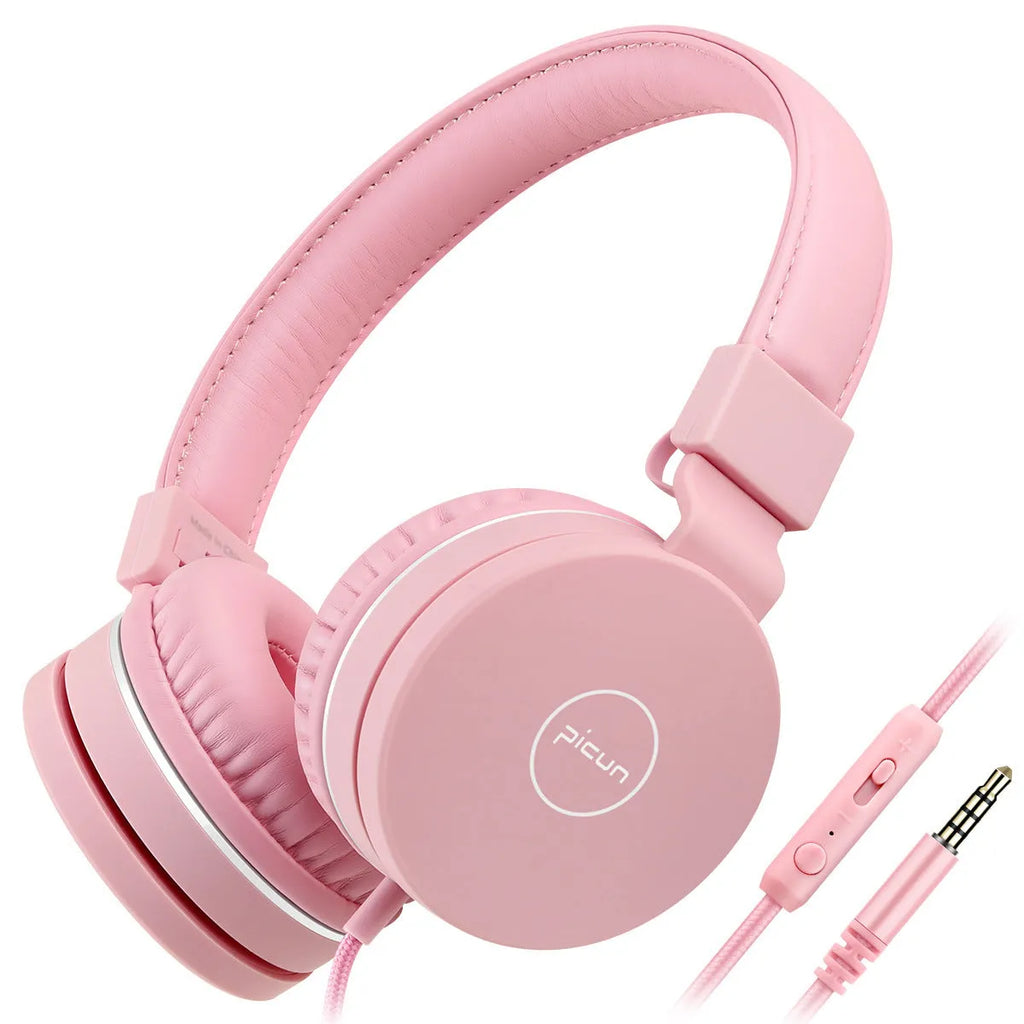 Wired over-ear headphones with microphone, protein cushion earmuffs and 3.5mm plug in mint green colour