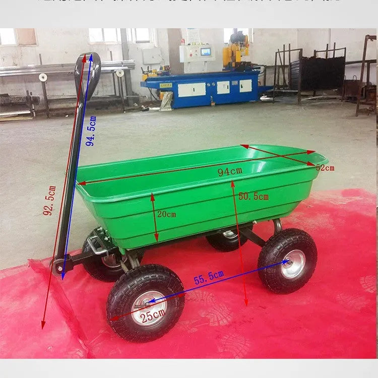 Green four-wheel plastic dumptruck model TC2145 with steel PP construction