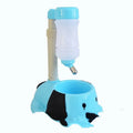 Adjustable plastic pet water dispenser with rod-lift mechanism in blue, pink or yellow colour options
