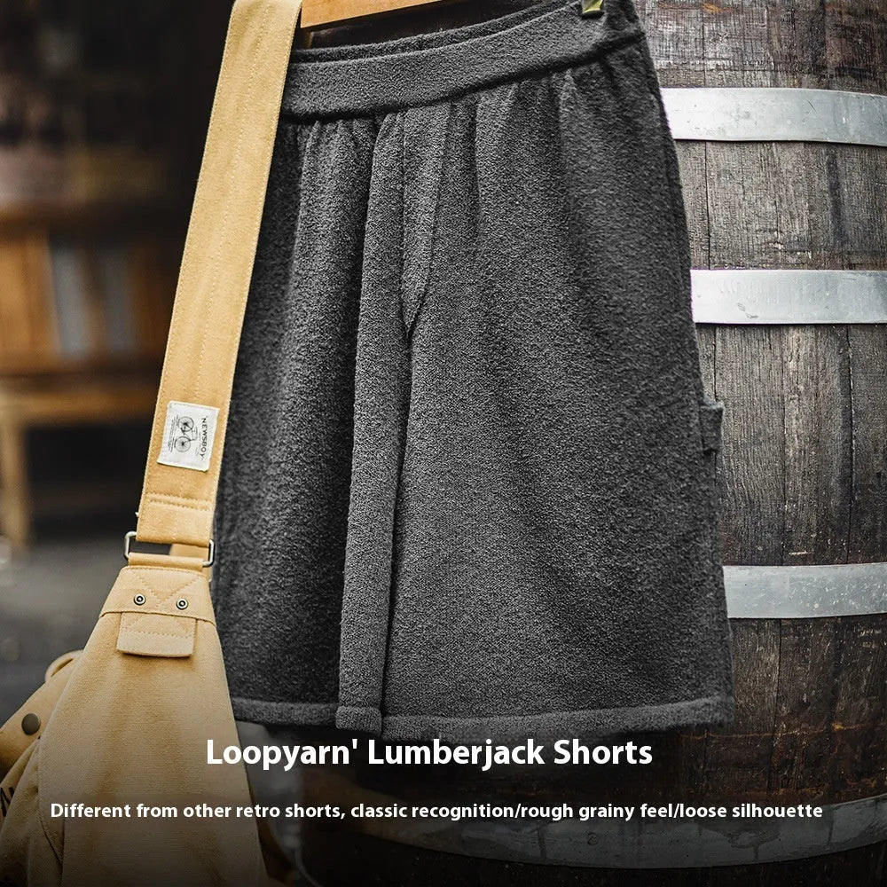 Cement grey American-style heavy loose profile straight cut sports shorts with elastic waistband