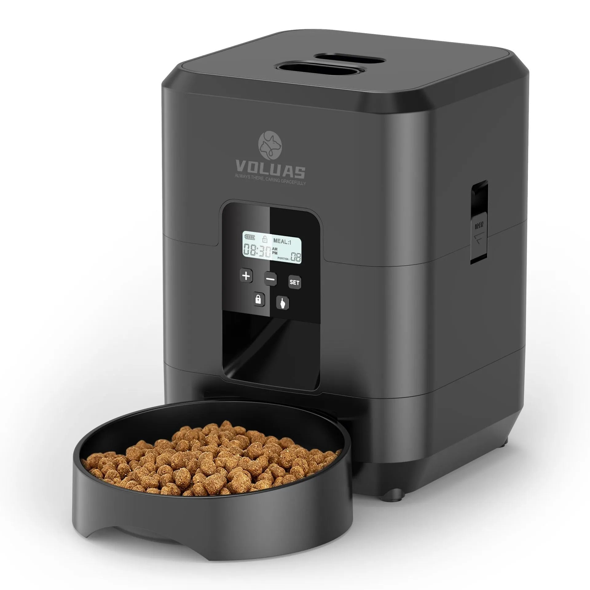 Automatic pet feeder for cats with programmable timing and WiFi remote control