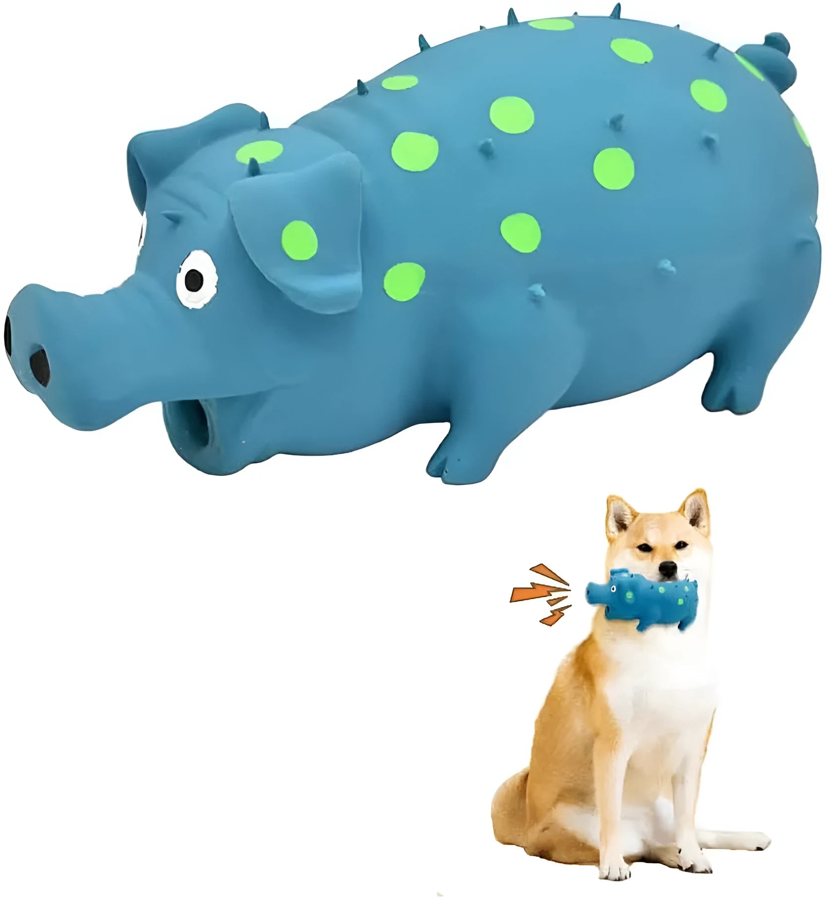 Pig-shaped squeaky dog chew toy in assorted colours for aggressive chewers