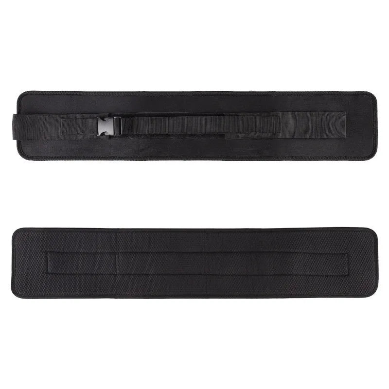 Black fitness training belt with dumbbell strap for hip bridge exercises