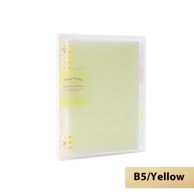 Refillable B5 spiral notebook with coloured PP cover and loose-leaf paper