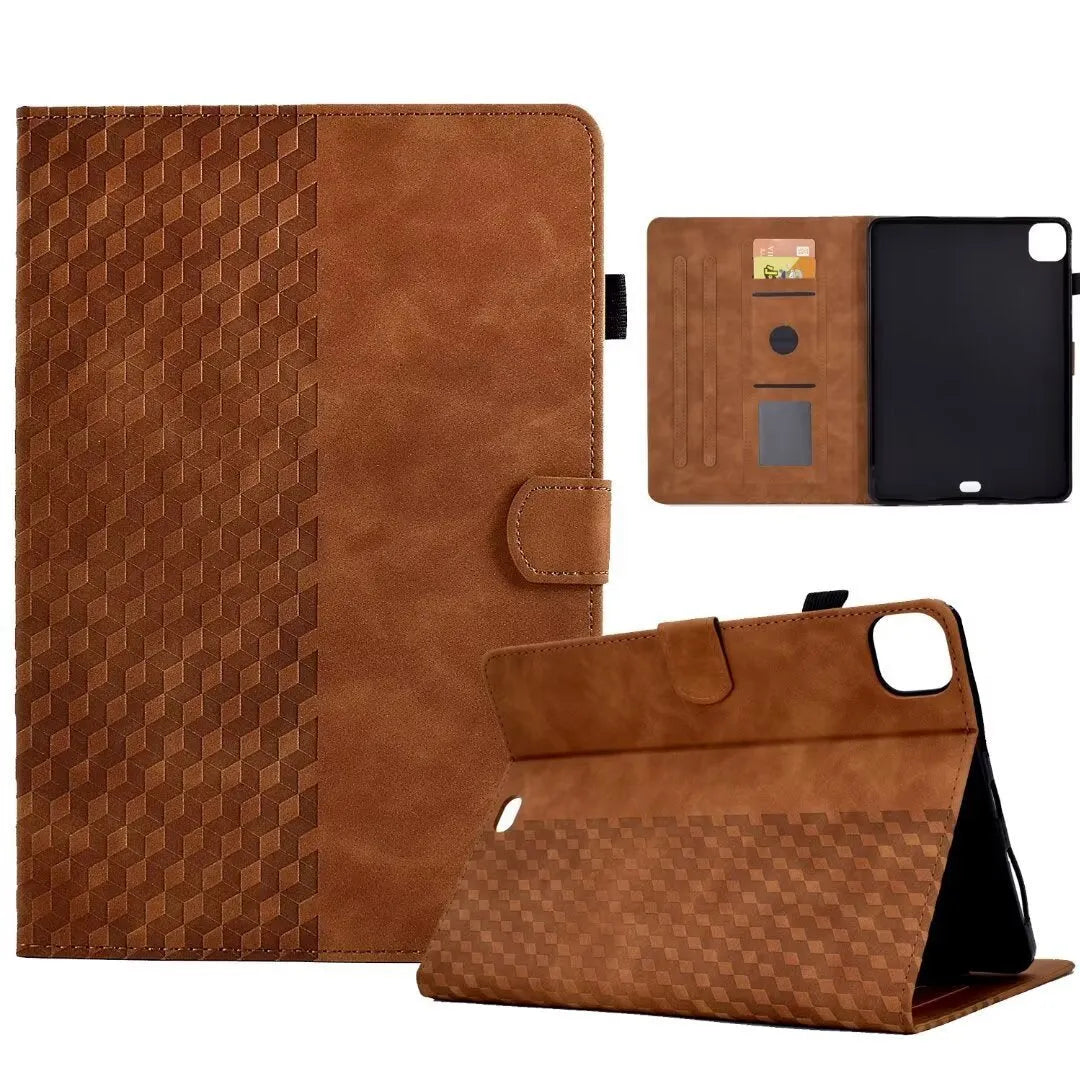 Frosted embossed leather iPad case with card holder and stand function in Diamond Green colour