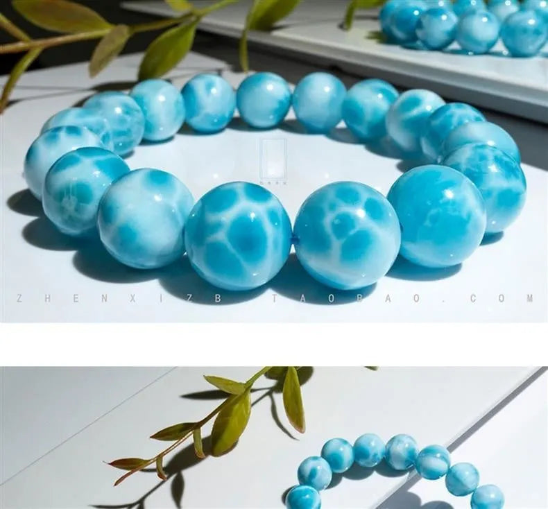 Handcrafted Bodhi bead bracelet with natural crystal sea-pattern stones and pearl accents in Maillard style