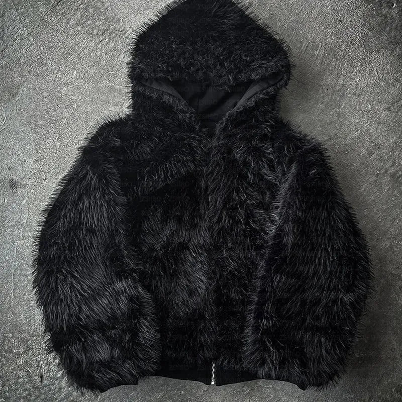 Casual loose polyester coat for men and women in black colour, cardigan style with long sleeves