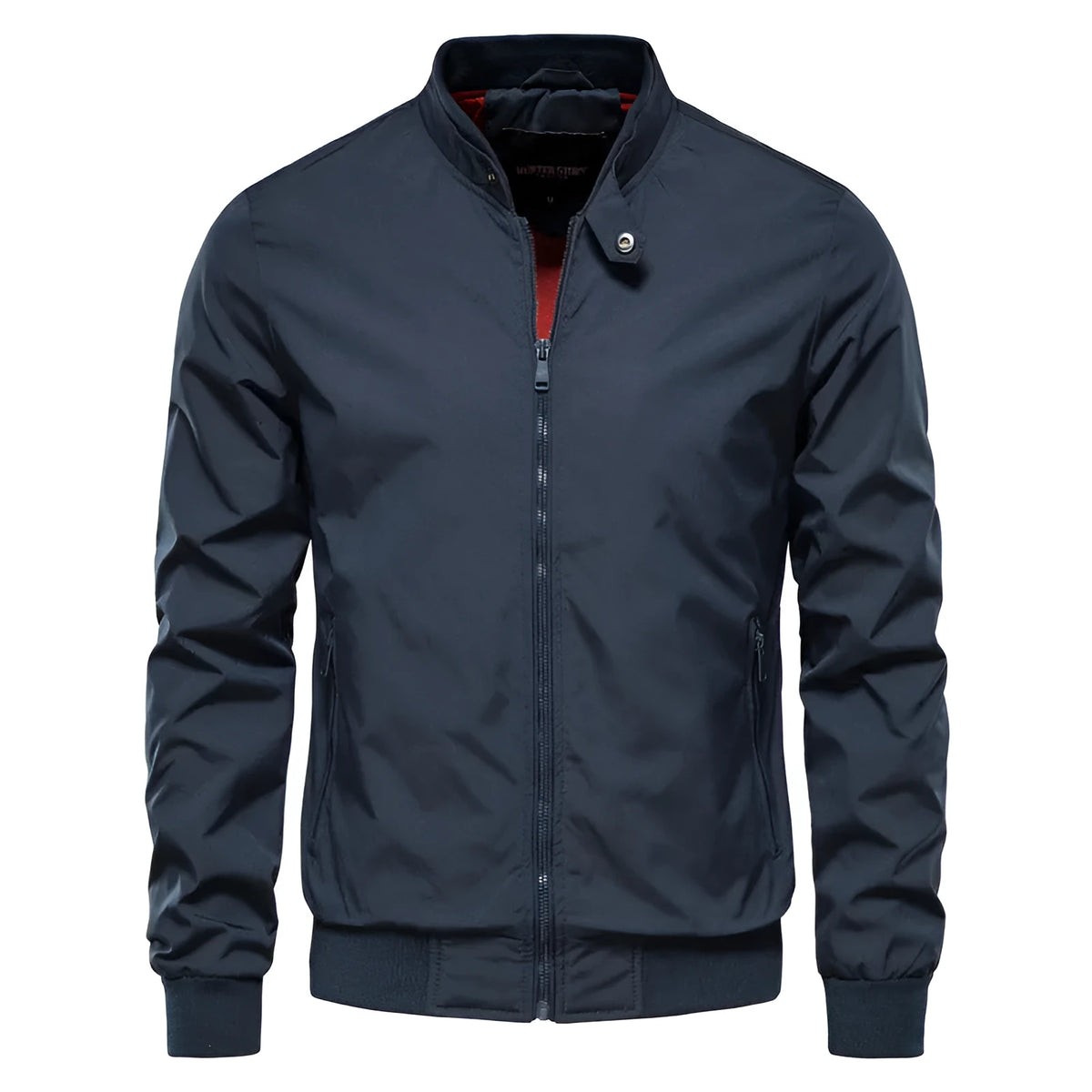 Men's slim-fit casual thin jacket in solid colour on a hanger.