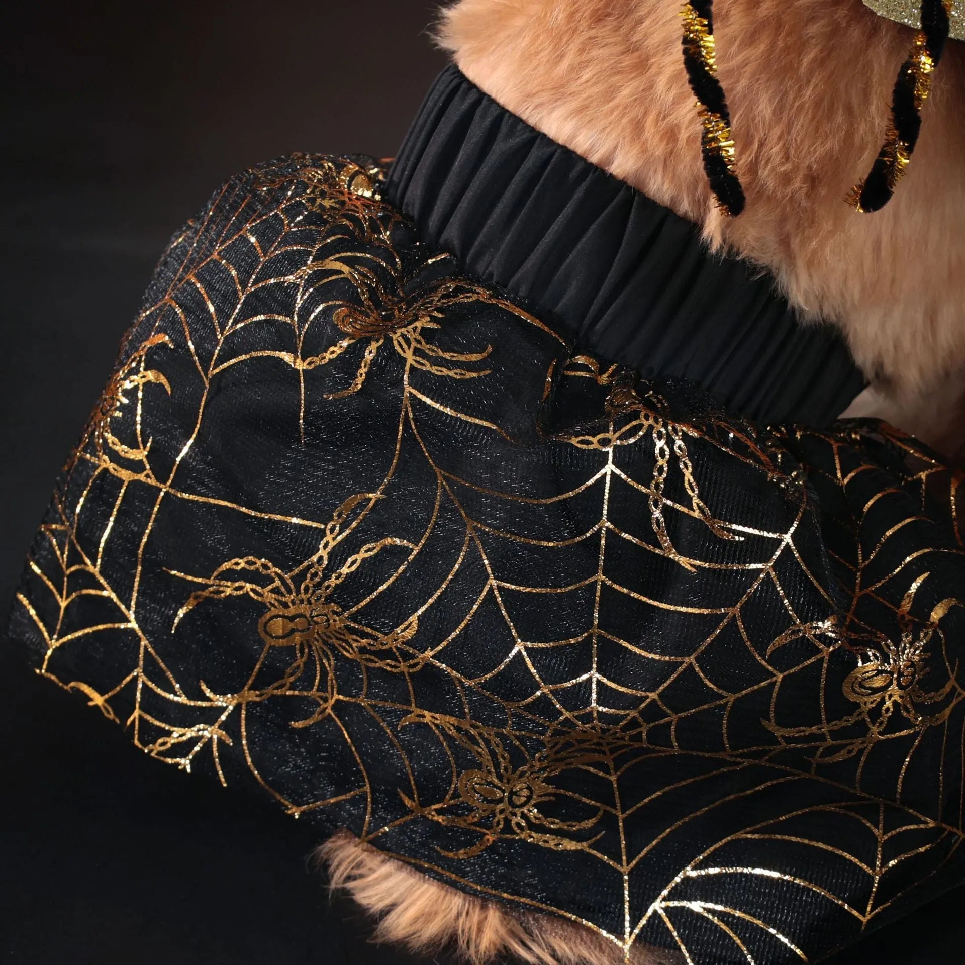 Black polyester pet Halloween suit costume for dogs in sizes S M L XL for party wear