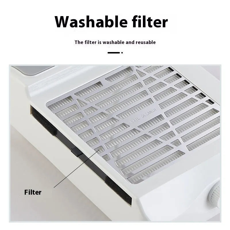 White multifunctional nail polishing machine with integrated vacuum cleaner system