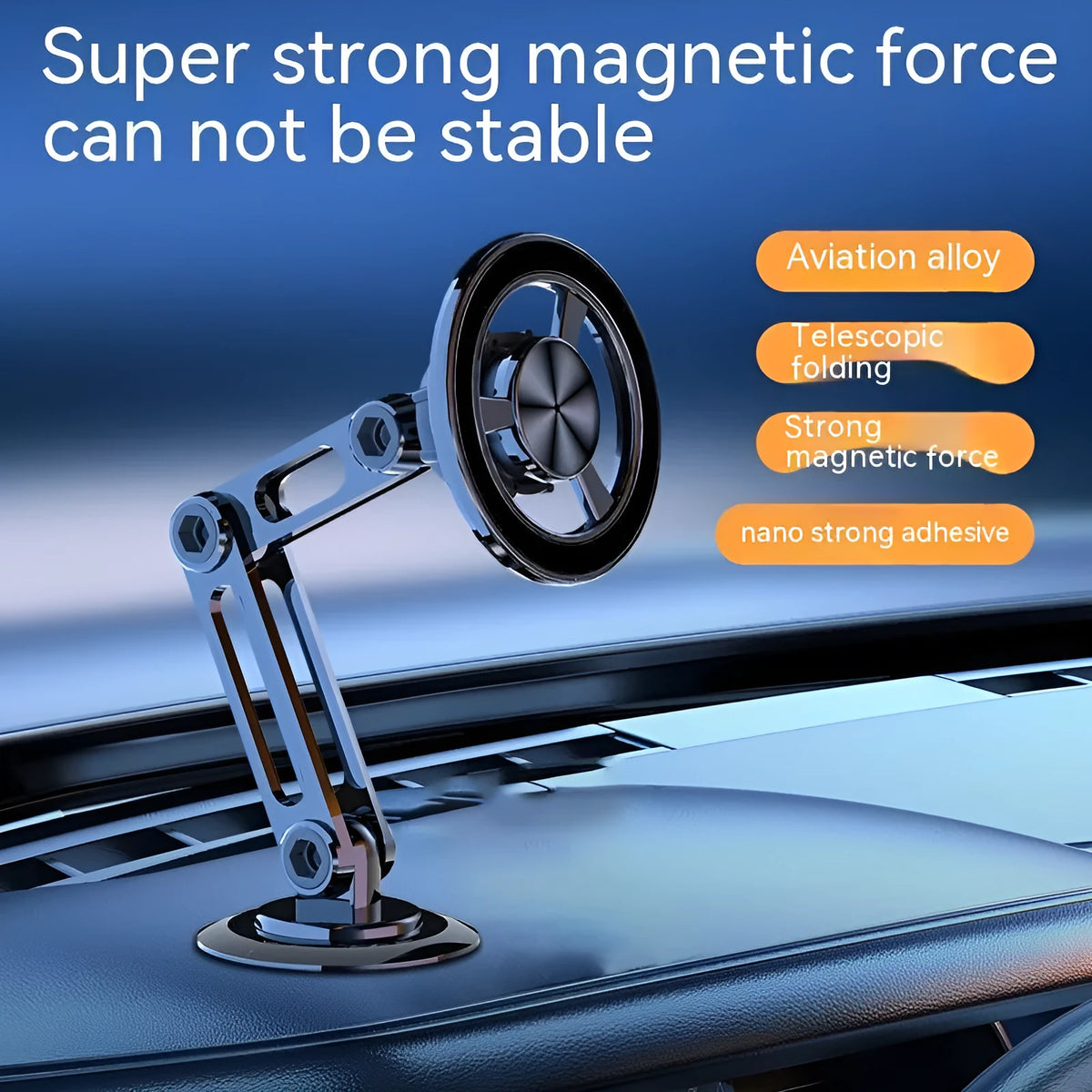 All-metal magnetic car phone holder with strong 2.3T magnet in four colour options