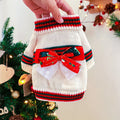 Green and red polyester pet Christmas sweater with reindeer pattern for dogs and cats