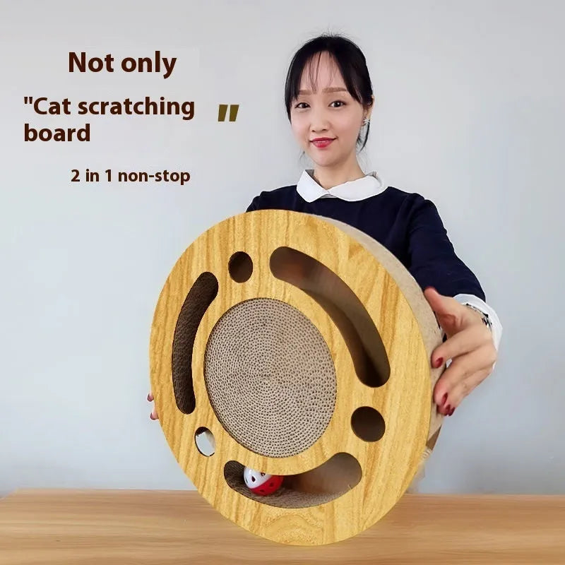 Cat scratch board with ball toy in corrugated paper design options