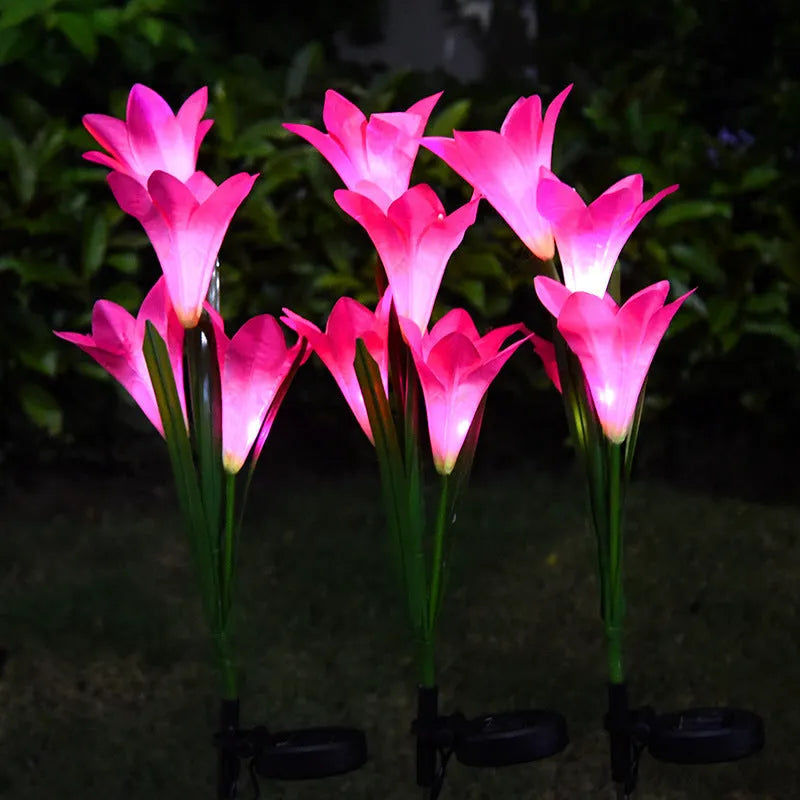 Solar-powered flower-shaped decorative lantern for outdoor garden and courtyard lighting